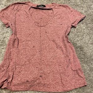 LuLus distressed cut out top- SMALL